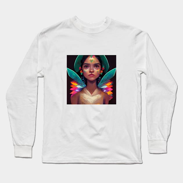 Beautiful ethnic mexican fairy painting / latina Long Sleeve T-Shirt by Salogwyn